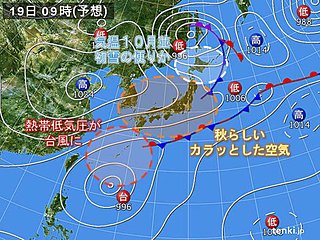 19日 本州はカラッと秋の空気・北海道は雪の便り?