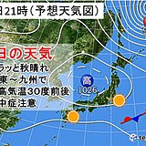 25日　カラッと秋晴れ　30度前後の暑さ