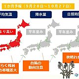 10月に入っても暑さ継続　1か月予報