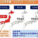 1か月予報　高温続く　東・西日本は前半かなり高い