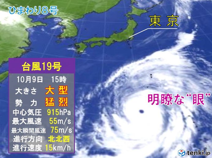 台風19号　厳戒態勢を促す鋭い眼
