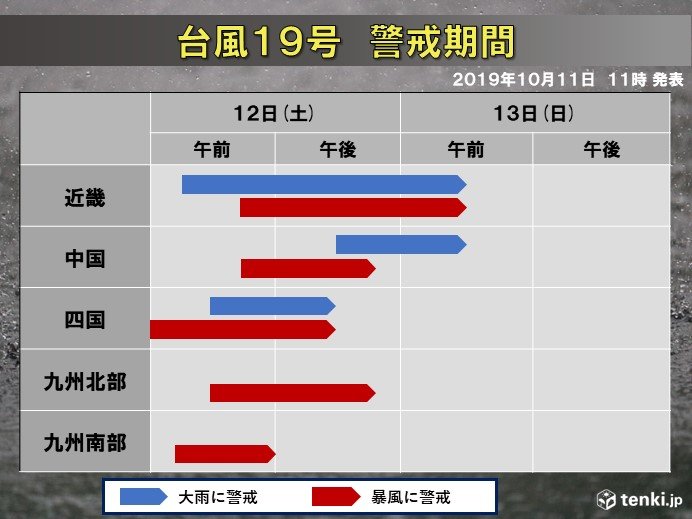 「警戒期間」を詳しく　九州南部～近畿