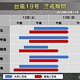 台風19号　上陸前に確認　「ピーク」と「警戒期間」