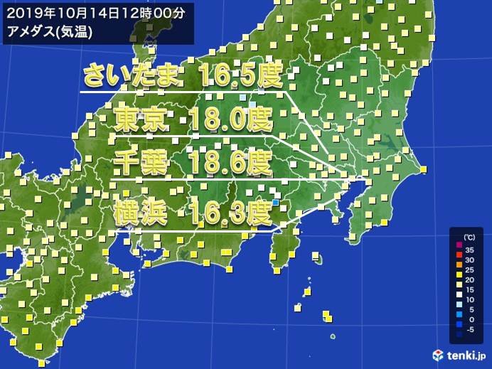 15日 火 の関東 寒さは和らぐが雨の降る所も 日直予報士 19年10月14日 日本気象協会 Tenki Jp