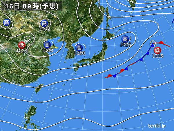 木曜日まで晴れる　北は寒気