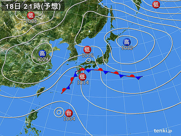 東海・関東甲信・北陸・東北　18日夜遅くから　雨が強まる