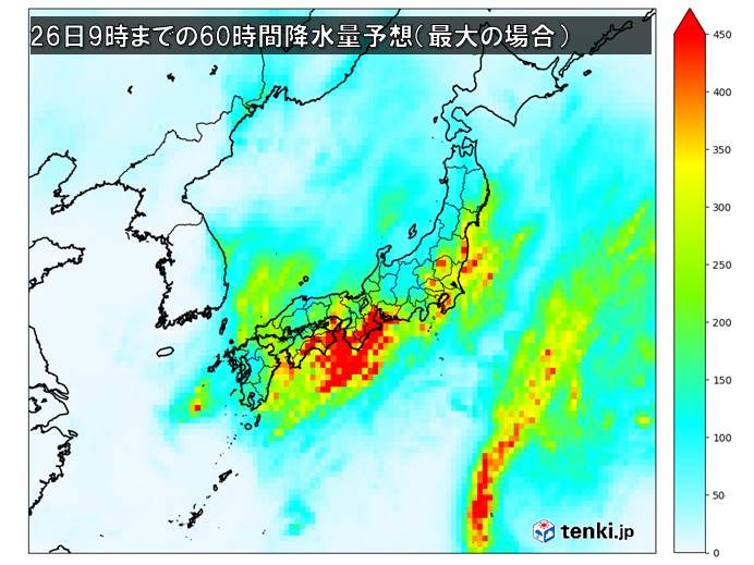 わずか1日で10月ひと月分の雨の降る所も