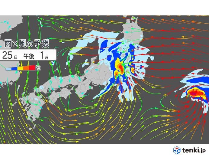 台風遠くても　四国～関東で非常に激しい雨の恐れ
