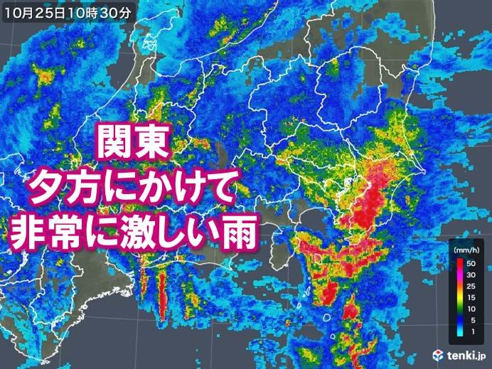 関東で猛烈な雨　洪水の危険度が高まる恐れ
