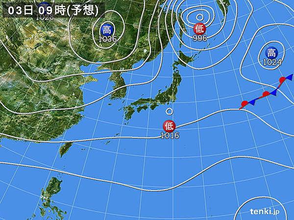 3日　全国の天気　朝は東北北部と北海道で　昼頃からは東海から関東で雨