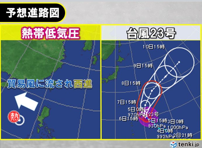 二つの渦　日本への接近はなし