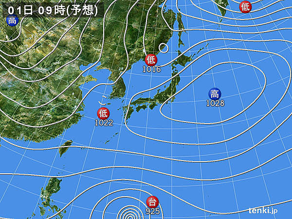 12月1日(日)以降の天気　次の寒気が南下