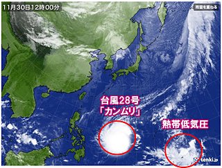 台風28号　非常に強い勢力に発達予想　フィリピンへ