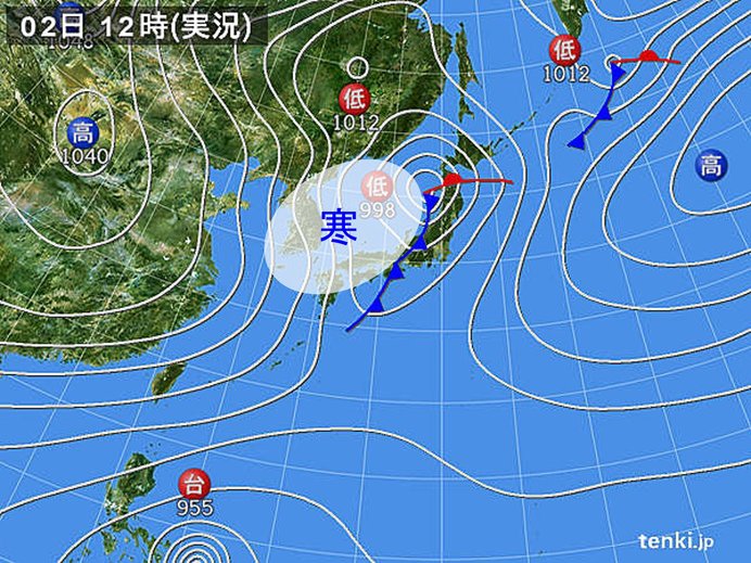 寒冷前線通過し、冷たい空気に
