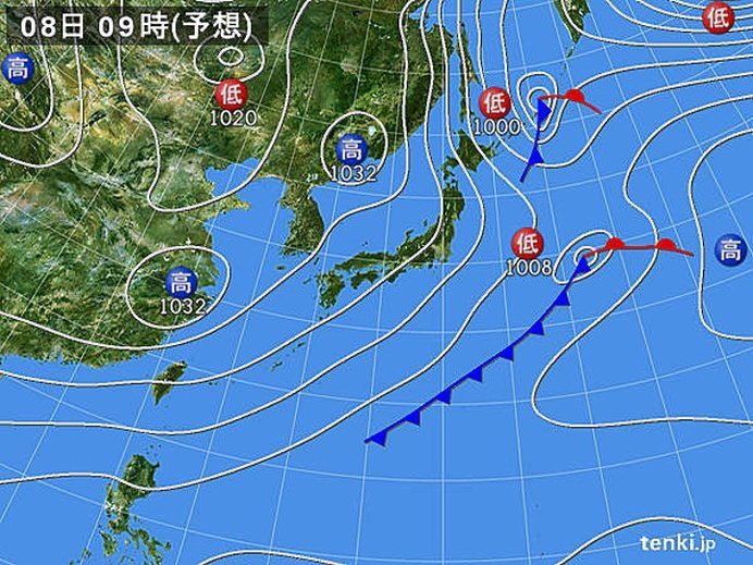 8日(日)日本海側は雪降りやすく 太平洋側は冬晴れ