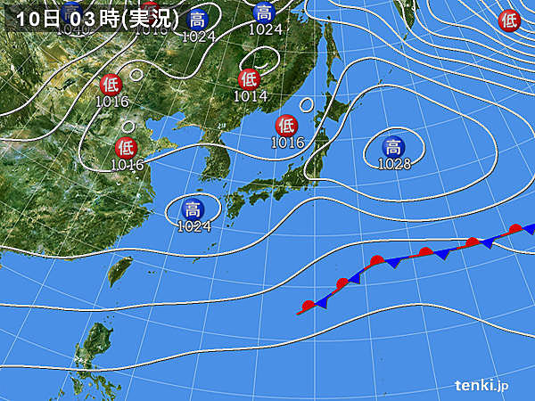 きょう10日(火)の天気