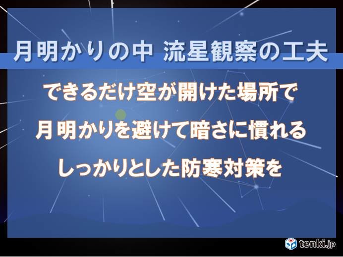 月夜に流れ星を見る際の工夫