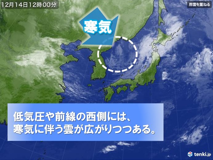 寒気流入　明日朝にかけて、北陸や長野中部でも雪の可能性