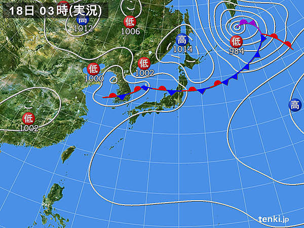 18日　日本海側中心に大気の状態　不安定