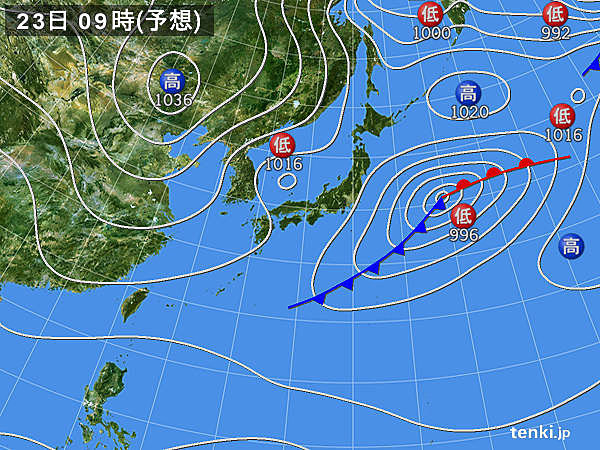 23日　関東甲信の雨や雪は明け方まで　北陸周辺は日中は雷雨に注意