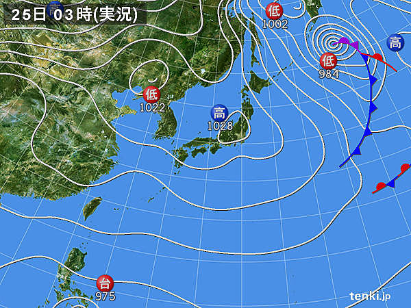 25日　九州や東北に低気圧が接近　関東は真冬の寒さ