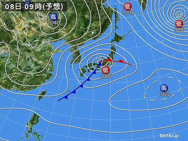 8日(水)　九州～関東　荒れた天気