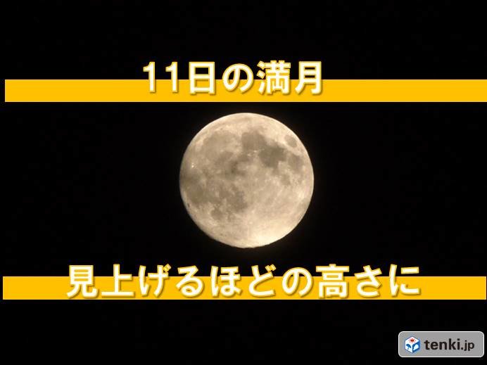 北海道　11日の満月 見上げるほどの高さに
