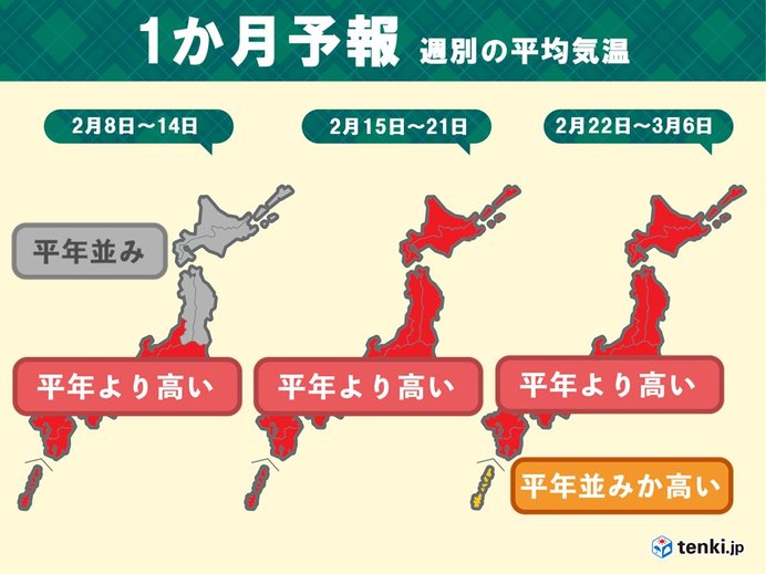 1か月予報　記録的な暖冬の後は　春の訪れも早い