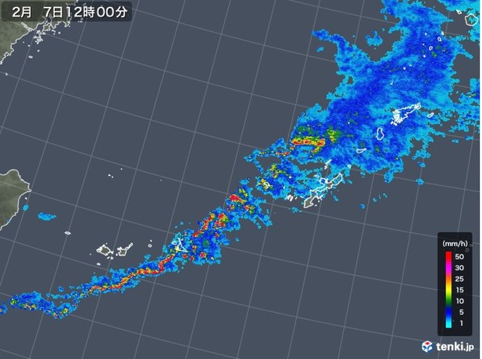 石垣島で1時間37 5ミリの雨 本島も激しい雨注意 日直予報士 年02月07日 日本気象協会 Tenki Jp