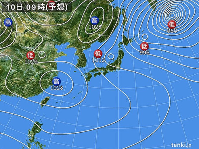 10日(月)　内陸部や太平洋側も雪の所が