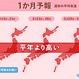 やはり暖冬?3月も暖かい?　花粉対策を　1か月予報