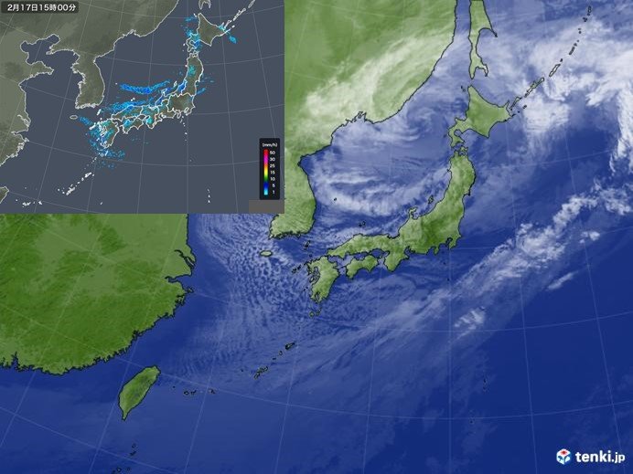 西日本に強い寒気　山陰付近で雪雲発達　落雷も