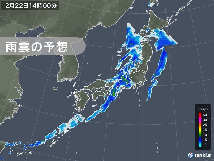 22日(土)　寒冷前線通過で強い雨や雷雨