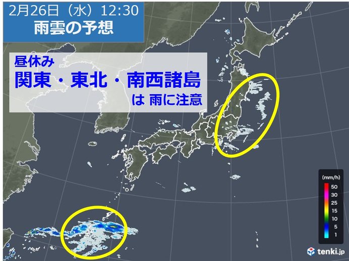 ランチタイム　関東・東北・沖縄は傘を持って