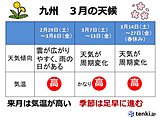 九州　3月も高温傾向が続く