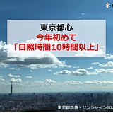 東京都心　今年初めて「日照時間10時間以上」