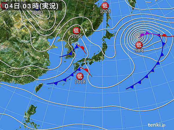 4日　発達する2つの低気圧　関東は気温大幅ダウン