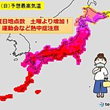 日曜は暑さアップ　真夏日地点増加