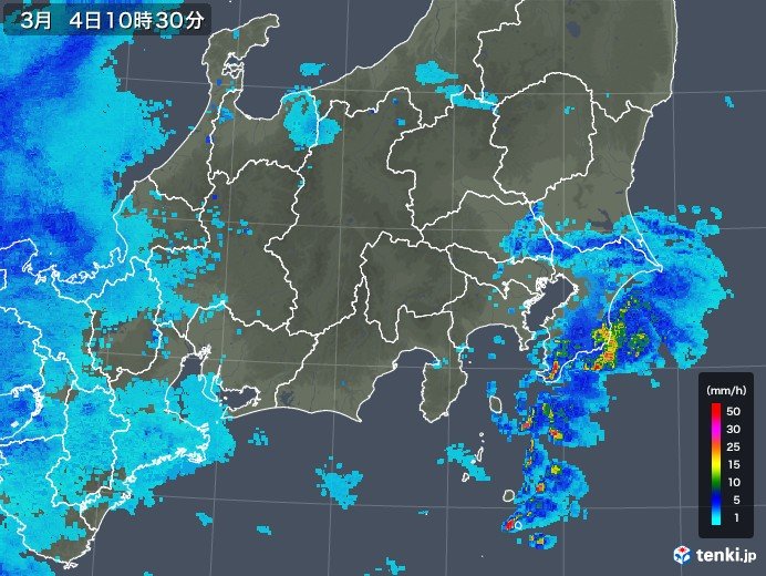 関東南部　午前中から雨雲かかる　夜遅くは本降りに