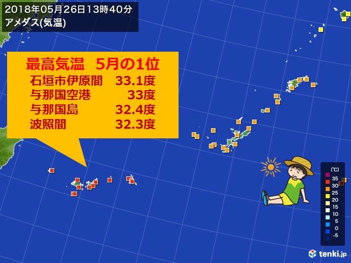 暑いぞ沖縄　記録的な気温