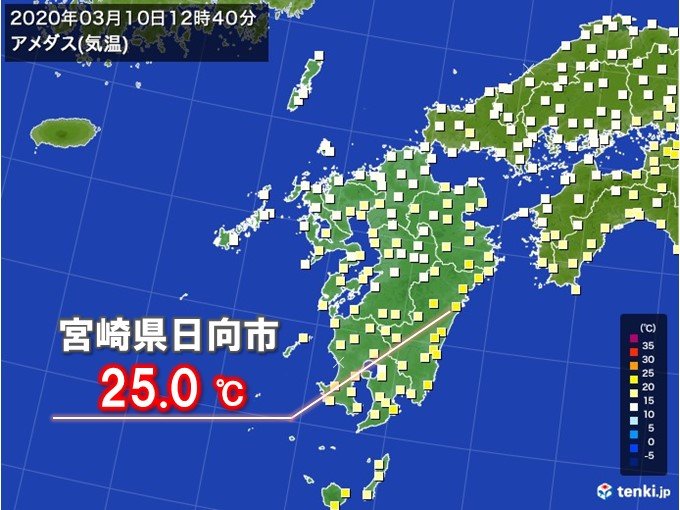 宮崎県で夏日　全国的に気温の高い一日に
