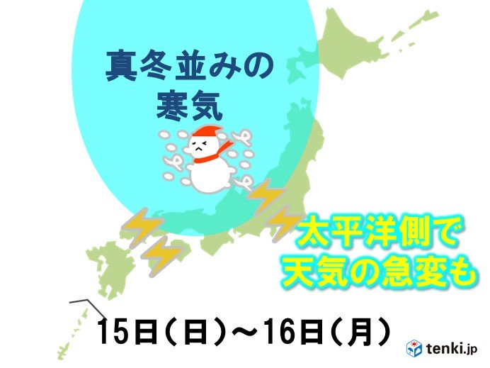 日～月曜は真冬並みの寒気　雲発達しやすく突風の恐れ