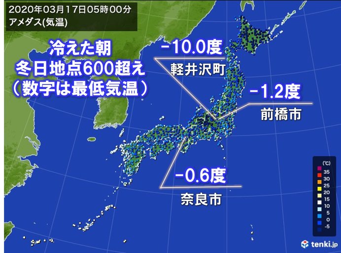 冬日地点 5週間ぶりに600超え 前橋や奈良も 気象予報士 日直主任 年03月17日 日本気象協会 Tenki Jp