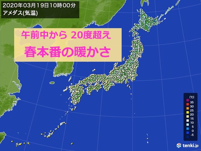 午前中に早くも20度超え　全国で春本番の暖かさに