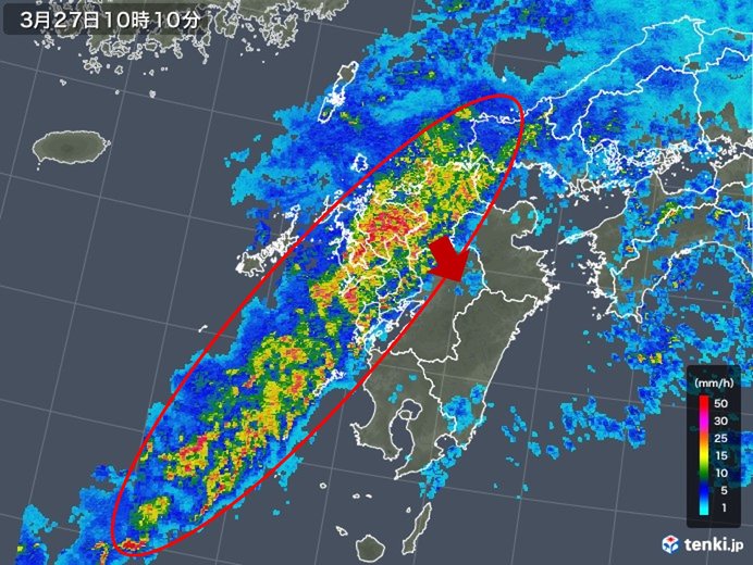 九州　局地的に非常に激しい雨　土砂災害に警戒