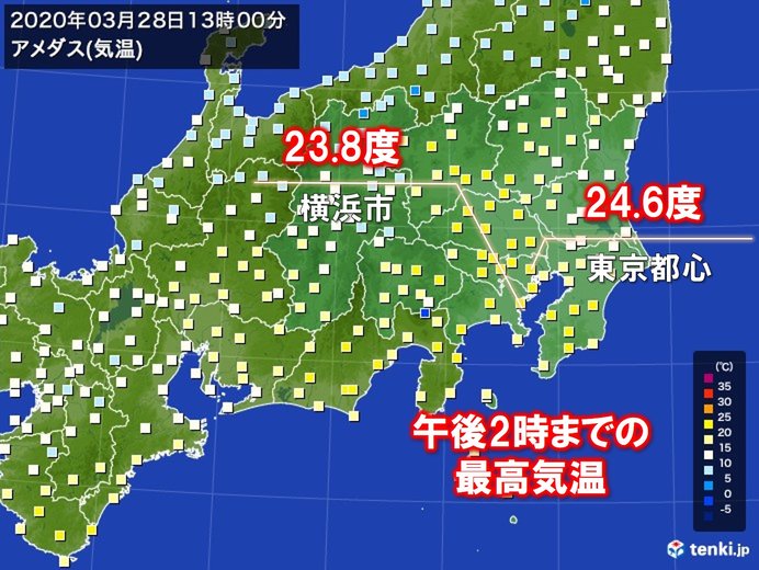夏日一歩手前　東京で24.6度も　気温下降中