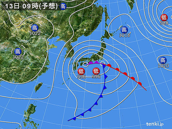 12日(日)～14日(火)　大荒れの恐れ　寒の戻り