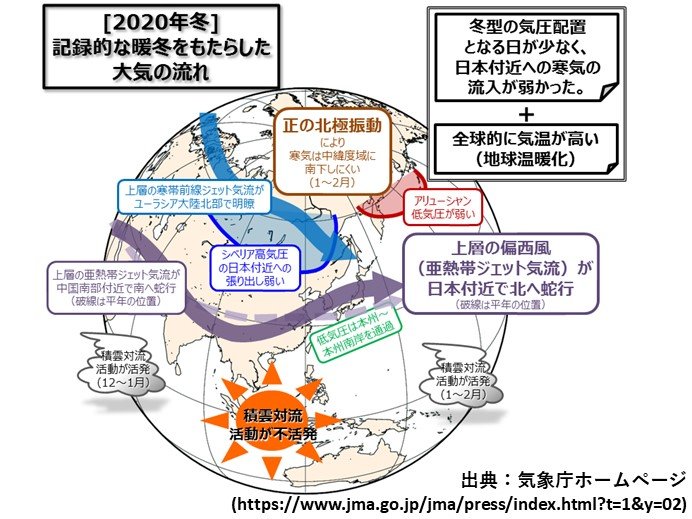 2020年冬　記録的な暖冬の要因は