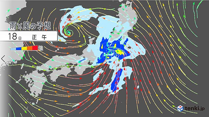 18日　東海、関東、東北は大雨の恐れ　暴風も吹き大荒れ