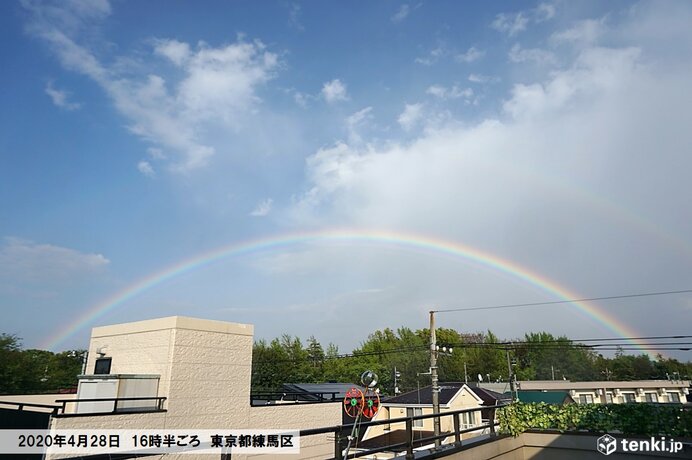 東京都心に虹かかる　引き続き変わりやすい天気